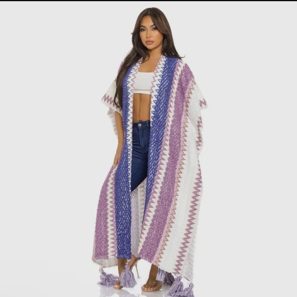 Boho Chic Chevron knit Kimono one size fit most - Picture 6 of 10